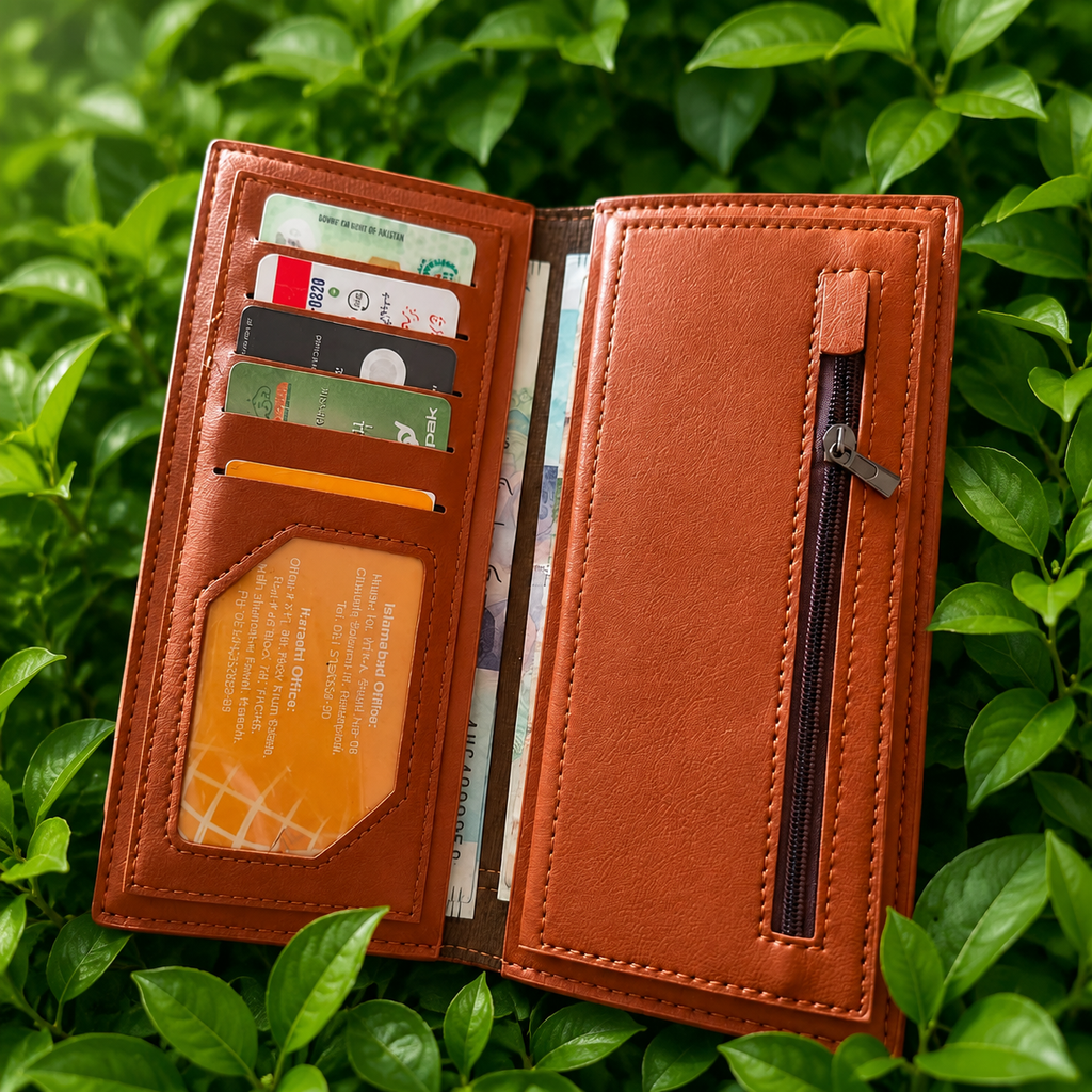 Premium Long Leather Wallet –